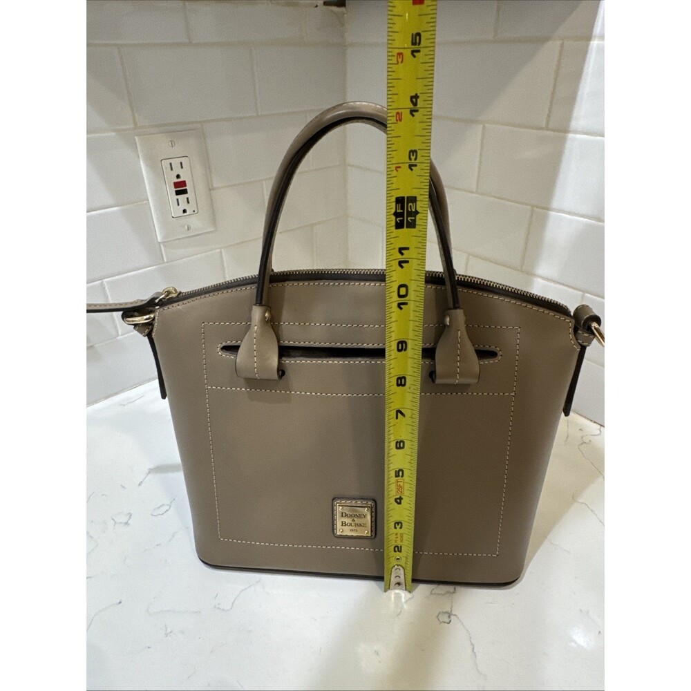 As Is Dooney and Bourke Beacon Light Taupe Leather Satchel Bag - Picture 12 of 17